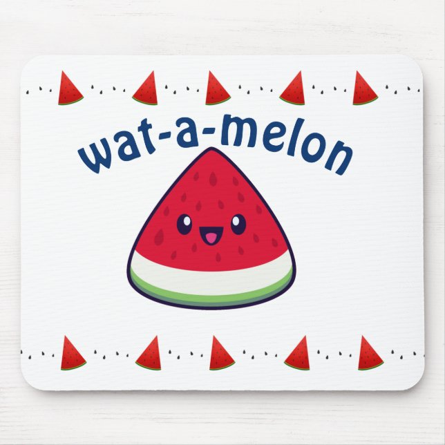 Cute Smiling Kawaii Watermelon  Mouse Pad (Front)
