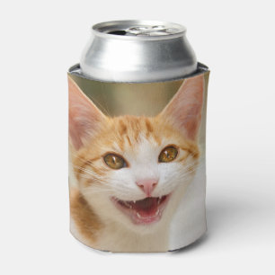 Cute smiling kitten funny cat meow can cooler