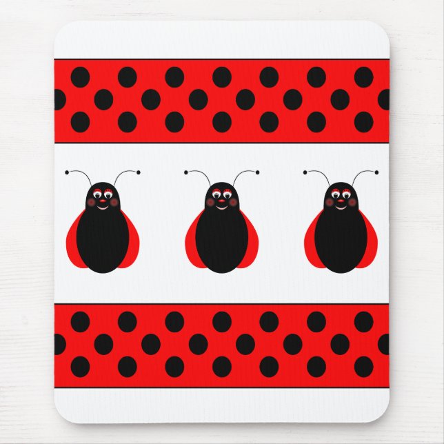 Cute Smiling Ladybug Mousepad (Front)