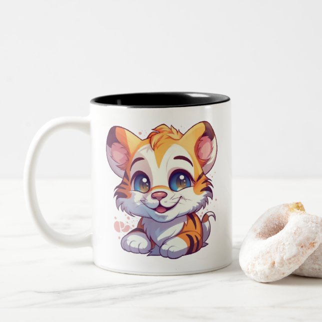Cute Smiling Leopard Baby On a Coffee Mug (With Donut)
