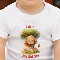 Cute Smiling Lion And Apple Tree Add Name