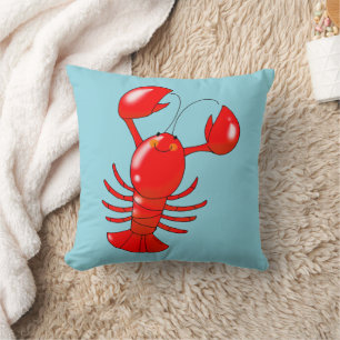 Cute Smiling Lobster Cartoon Design Cushion
