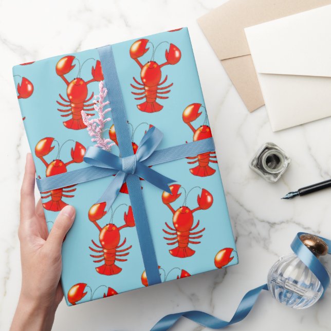 Cute Smiling Lobster Cartoon Design Wrapping Paper (Gifting)