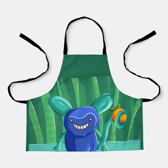 Cute smiling magical monkey painting apron (Front)