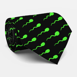 Cute Smiling Neon Green Sperm Pattern Tie
