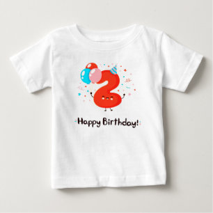 Cute Smiling Number 2 with Balloons T-Shirt