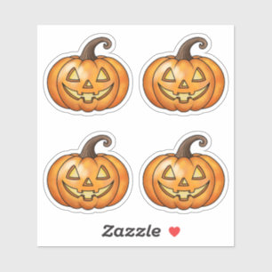 Cute Smiling Orange Cartoon Pumpkins Halloween