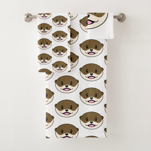 Cute Smiling Otter Bath Towel Set (Insitu)