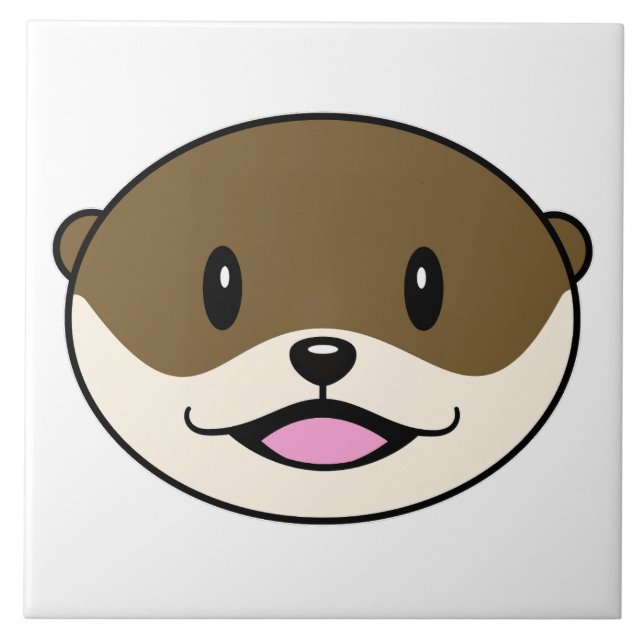 Cute Smiling Otter Ceramic Tile (Front)