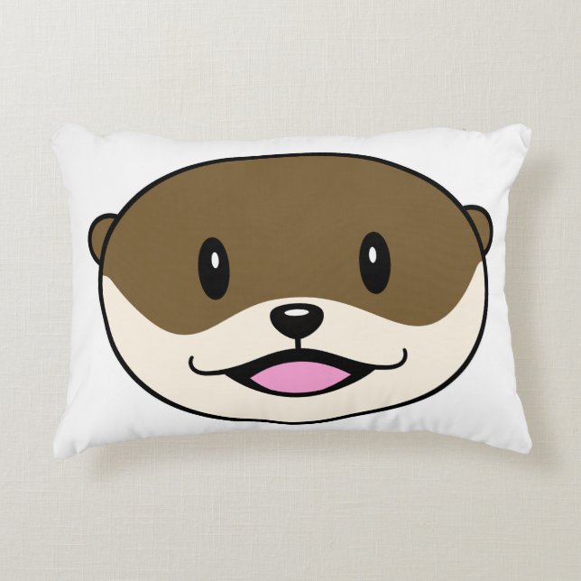 Cute Smiling Otter Decorative Cushion (Front)