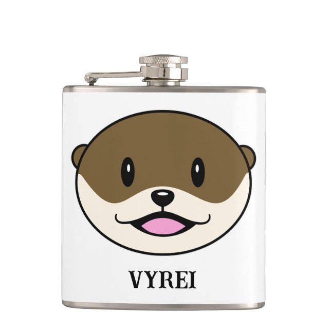 Cute Smiling Otter Hip Flask (Front)