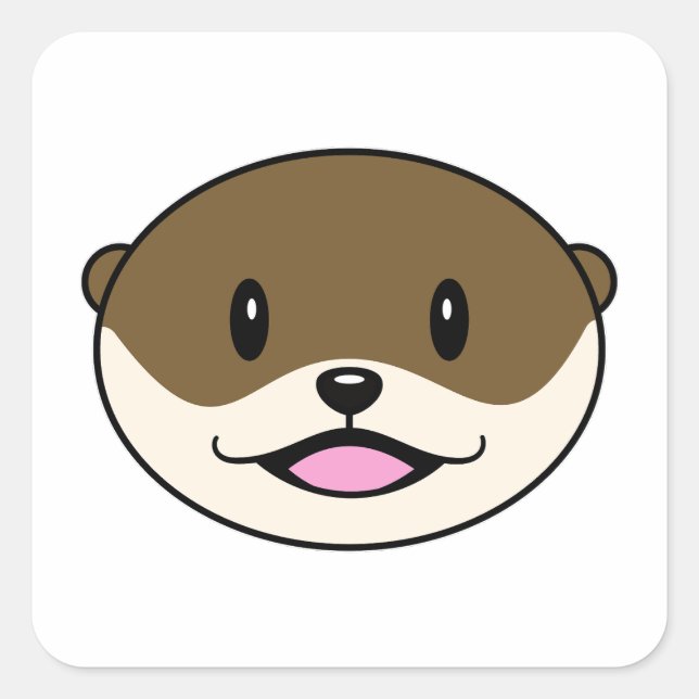Cute Smiling Otter Square Sticker (Front)