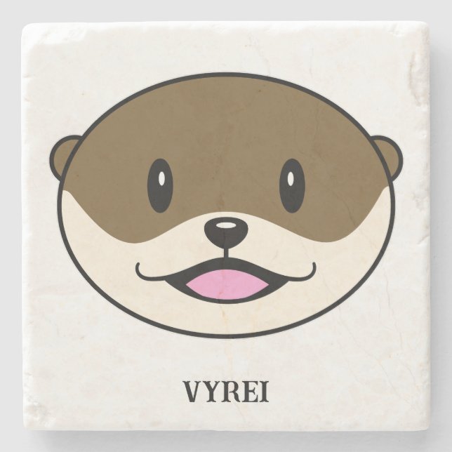 Cute Smiling Otter Stone Coaster (Front)