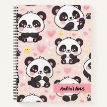 Cute Smiling Panda Pattern Pink Personalised