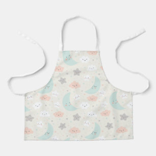 Cute Smiling Pastel Sky Pattern Apron