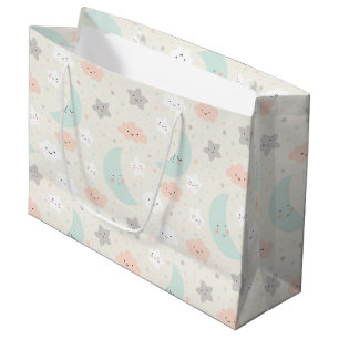 Cute Smiling Pastel Sky Pattern Large Gift Bag
