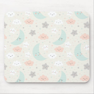 Cute Smiling Pastel Sky Pattern Mouse Pad