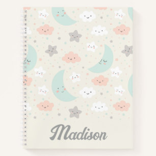 Cute Smiling Pastel Sky Pattern Notebook