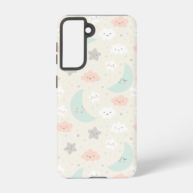 Cute Smiling Pastel Sky Pattern Samsung Galaxy S21 Case (Back)