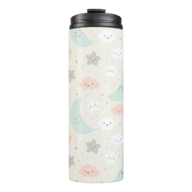 Cute Smiling Pastel Sky Pattern Thermal Tumbler (Front)