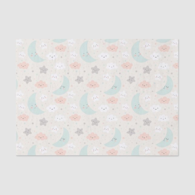 Cute Smiling Pastel Sky Pattern Tissue Paper (Front)