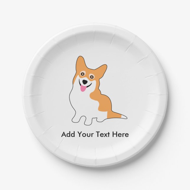Cute Smiling Pembroke Welsh Corgi Dog Paper Plate (Front)