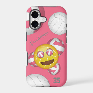 cute smiling personalised girls' emoji volleyball