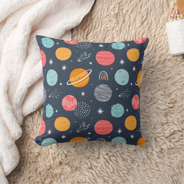 Cute Smiling Planet Pattern Cushion (Blanket)
