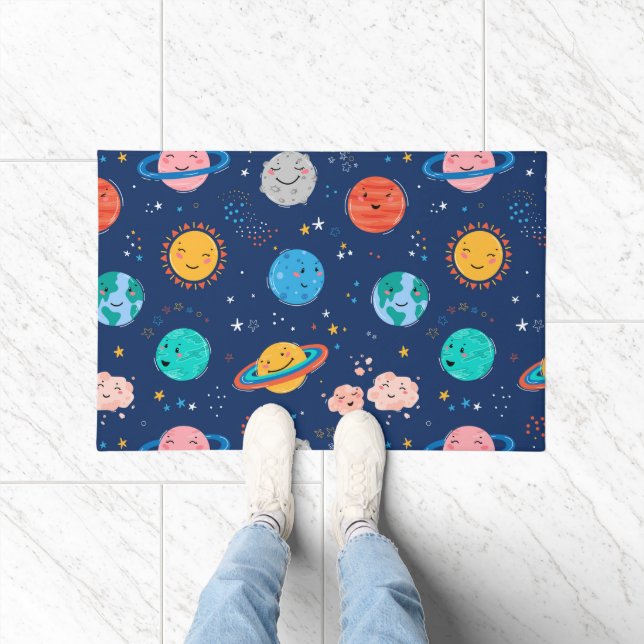 Cute Smiling Planet Pattern Doormat (Indoor)