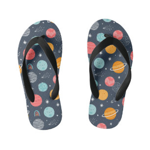 Cute Smiling Planet Pattern Kid's Thongs