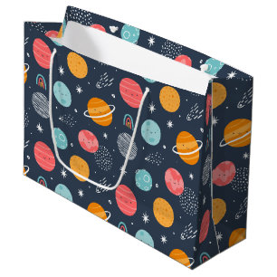 Cute Smiling Planet Pattern Large Gift Bag