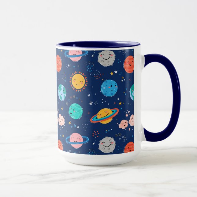 Cute Smiling Planet Pattern Mug (Right)