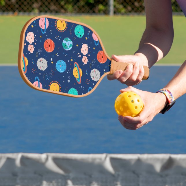 Cute Smiling Planet Pattern Pickleball Paddle (Insitu)