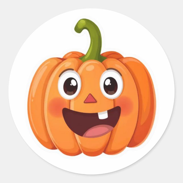 Cute Smiling Pumpkin Face Halloween Sticker (Front)