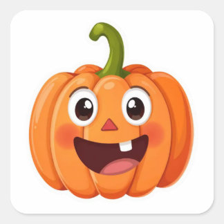 Cute Smiling Pumpkin Face Halloween Sticker