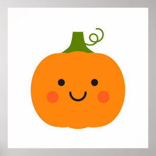 Cute smiling pumpkin illustration poster