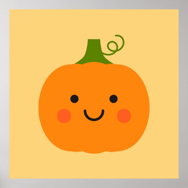 Cute smiling pumpkin illustration poster (Front)