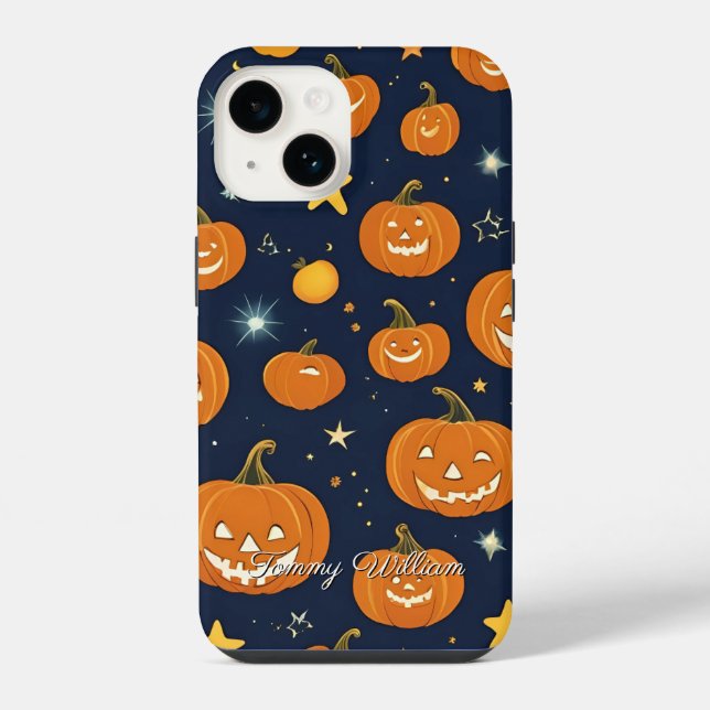 Cute Smiling Pumpkins for Halloween iPhone Case (Back)