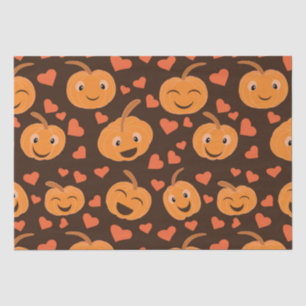  Cute  Smiling pumpkins pattern with hearts  Tissue Paper
