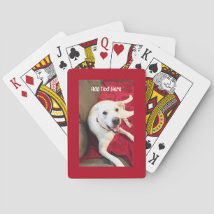 Cute Smiling Puppy Dog Red Christmas Playing Cards