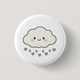 Cute Smiling Rain Cloud Raining Hearts Aesthetic 3 Cm Round Badge