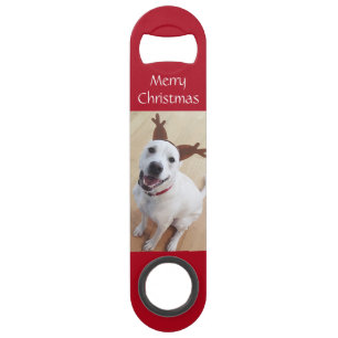 Cute Smiling Reindeer White Puppy Dog Christmas
