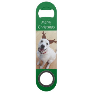 Cute Smiling Reindeer White Puppy Dog Christmas