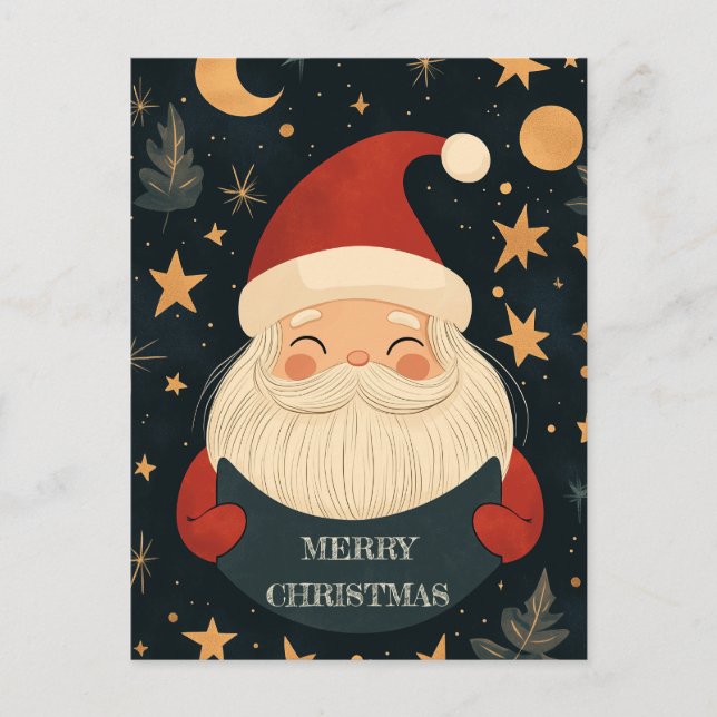Cute Smiling Santa with a Heart Warming Message Holiday Postcard (Front)