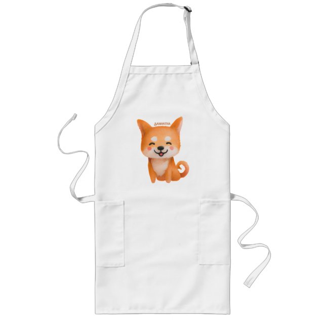Cute Smiling Shiba Inu Long Apron (Front)