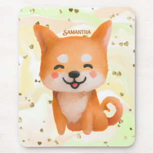 Cute Smiling Shiba Inu Mouse Pad