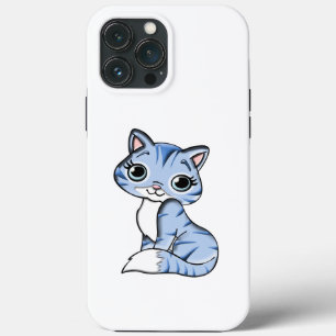 CUTE SMILING SKY BLUE KITTEN WITH BLUE EYES. iPhone 13 PRO MAX CASE