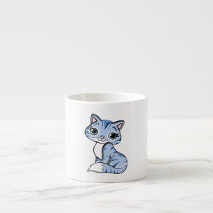 CUTE SMILING SKY BLUE KITTEN WITH BLUE EYES. ESPRESSO CUP