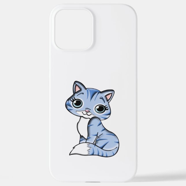 CUTE SMILING SKY BLUE KITTEN WITH BLUE EYES. iPhone CASE (Back)