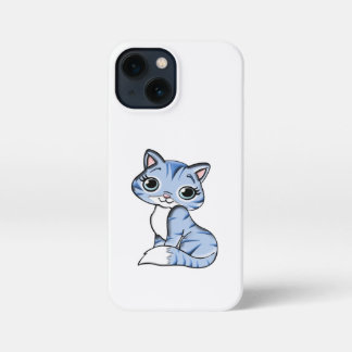 CUTE SMILING SKY BLUE KITTEN WITH BLUE EYES. iPhone 13 MINI CASE